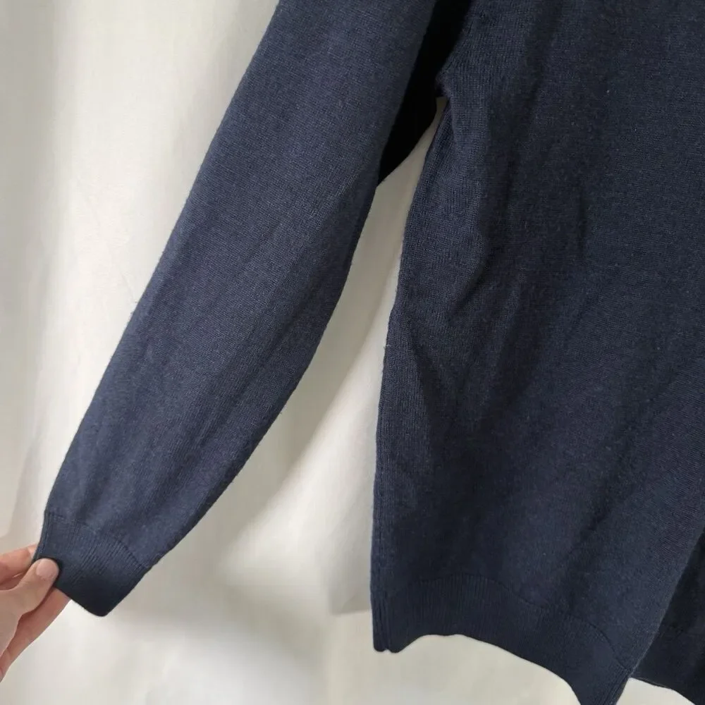 Turnbury Extra Fine Merino Wool Sweater Men's Small Blue V-Neck Knit Long Slv